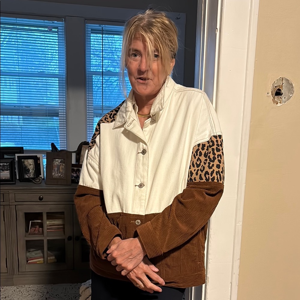 Stylish Women's White and Brown Jacket